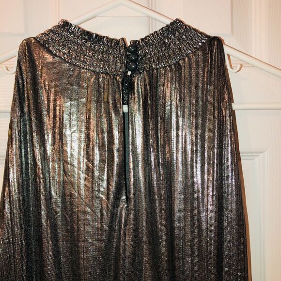 NWT Addison Evening Silver Metallic Dress Size 14 High Neck Glamour Maxi Formal - Picture 8 of 15